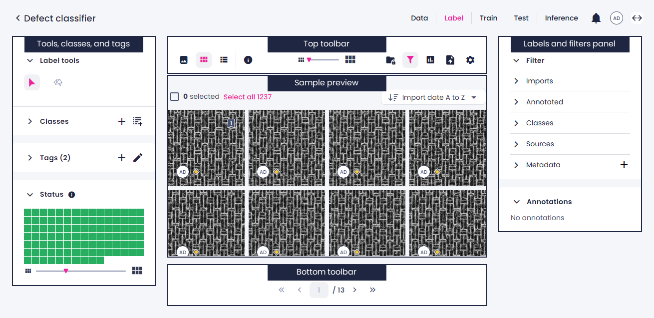 2D label center