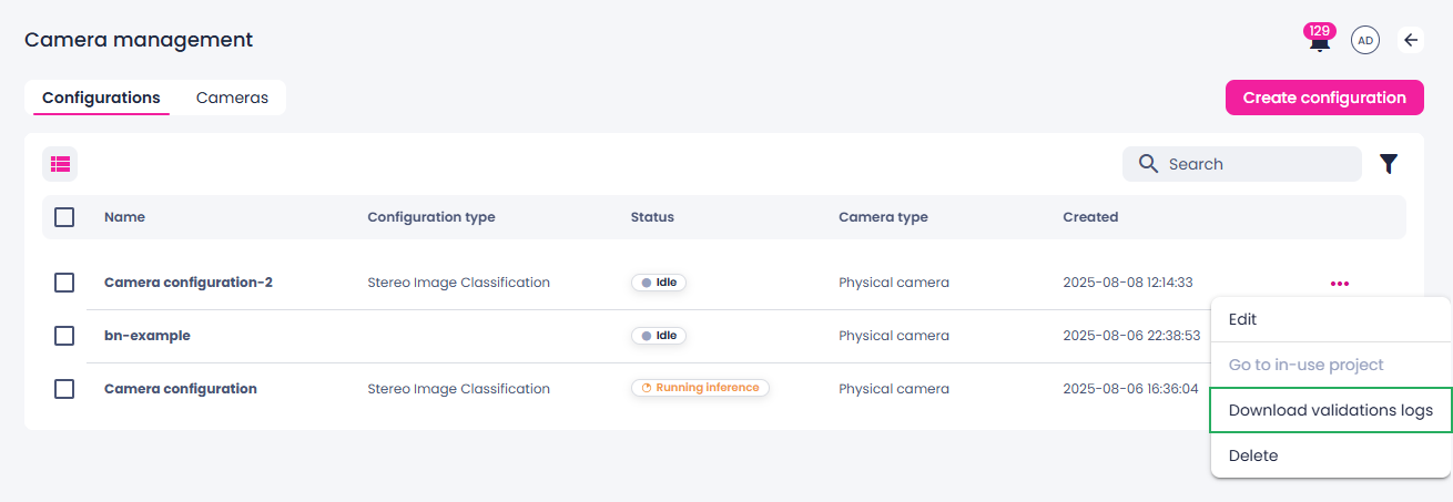 Download validation logs