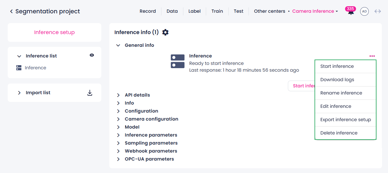 Camera inference options