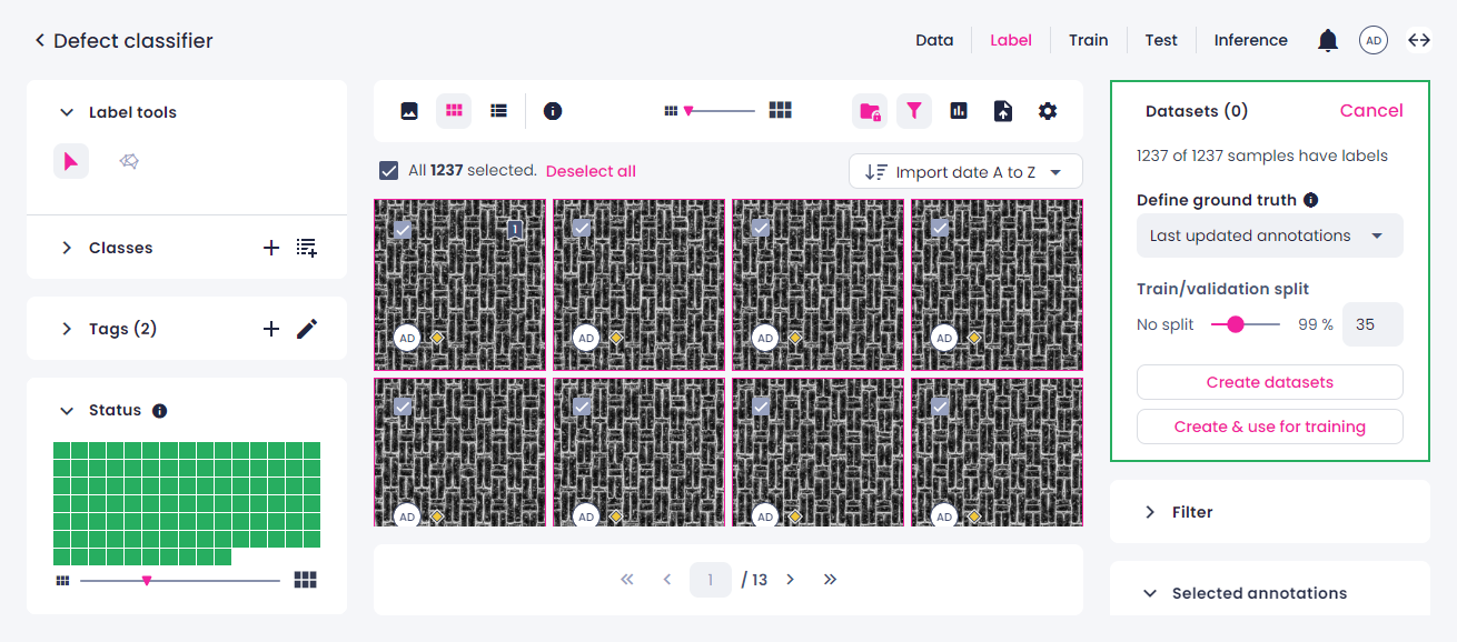 Create new dataset