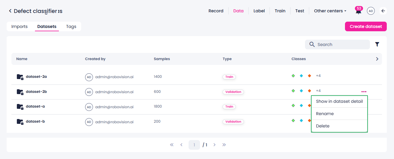Data center: datasets