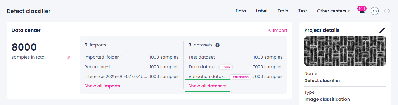 View all datasets