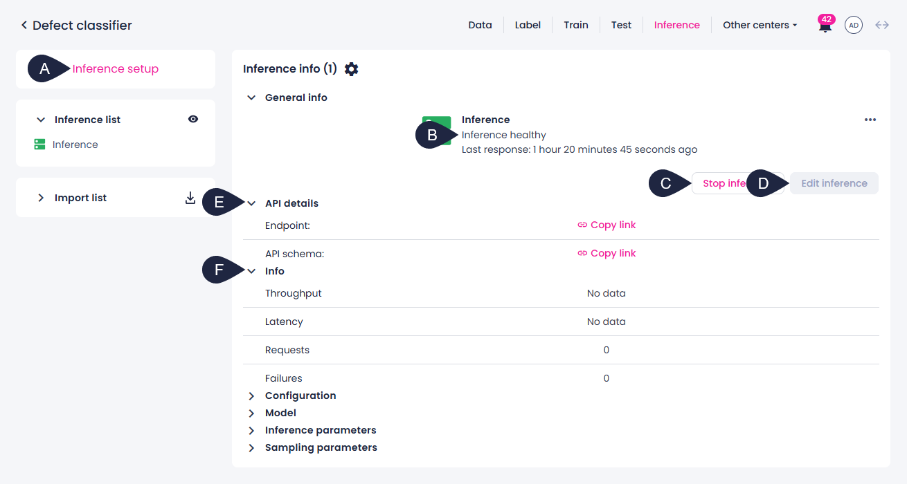Inference details page