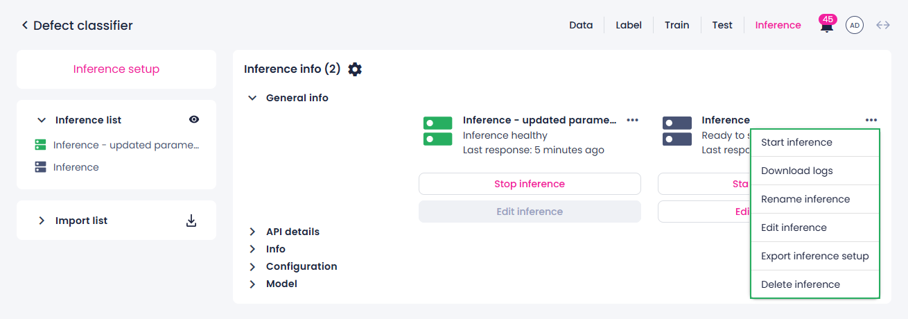 Inference options