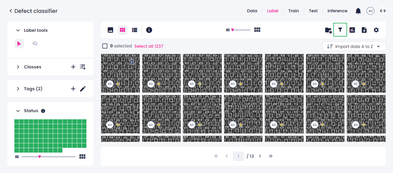 Filters button