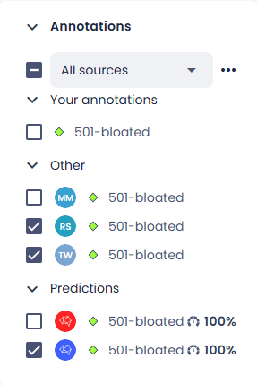 Filter labels in single view