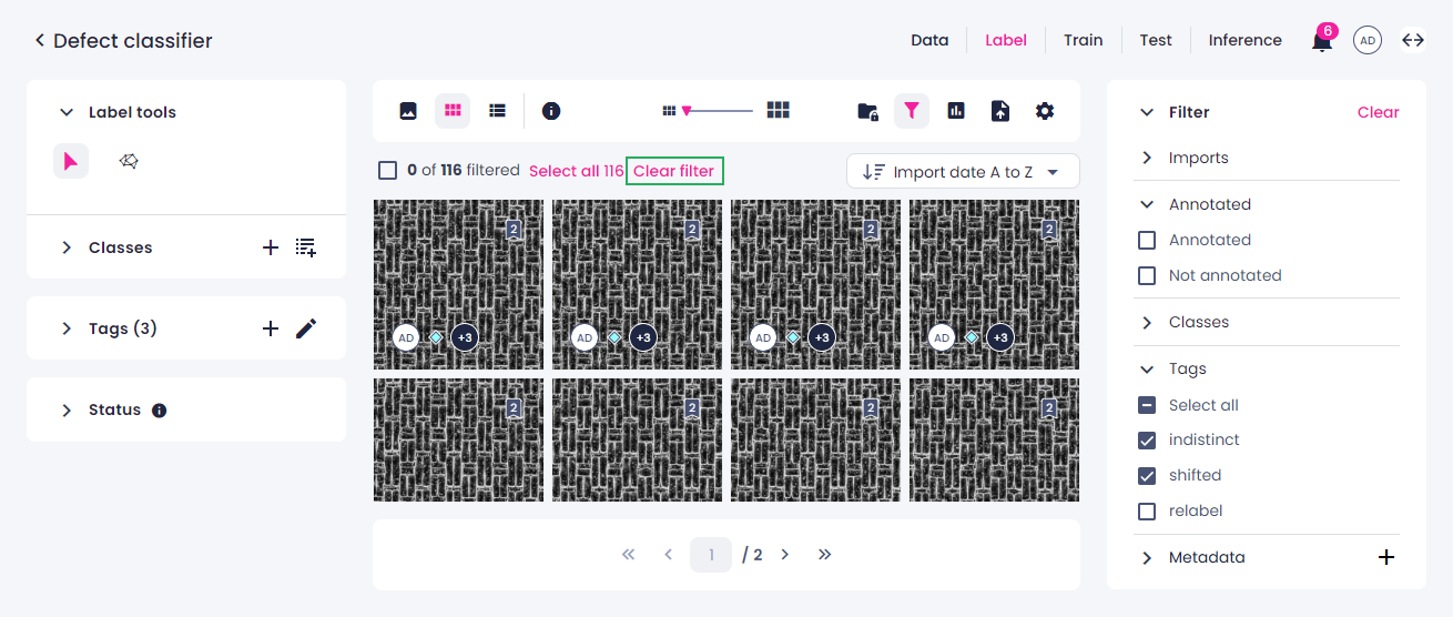 Clear all filters