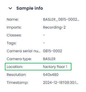Recorded sample metadata