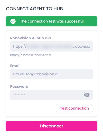 Connection test was successful