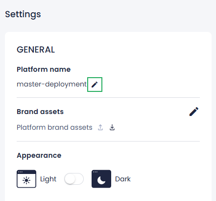 Edit platform name