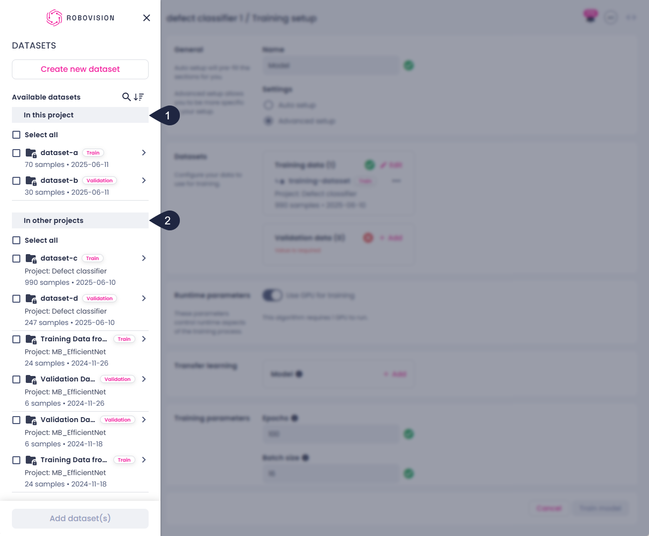 Shared datasets