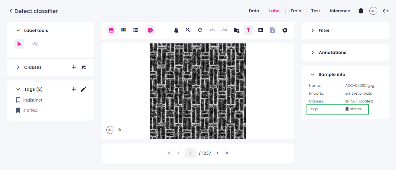 Tags in single view