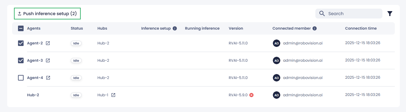 Push inference setup button