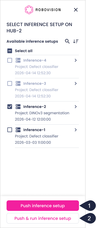 Select inference setup