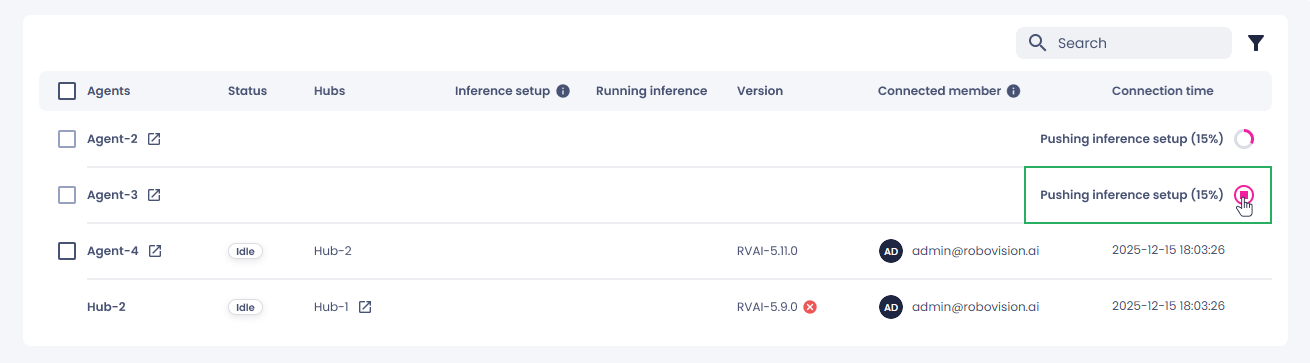 Stop inference setup export