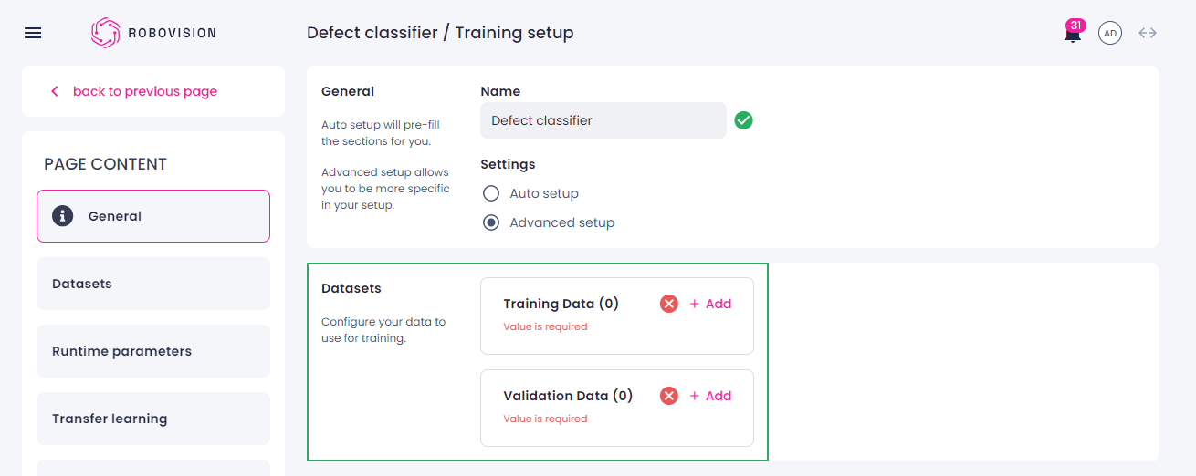 Training sets