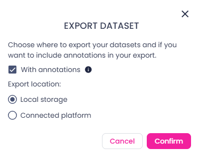 Export dialog