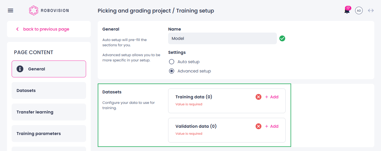 Training sets